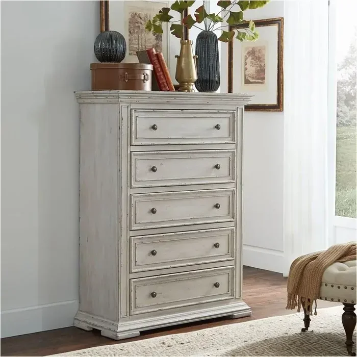 361w-br41 Liberty Furniture Big Valley – Whitestone 5 Drawer Chest – Whitestone