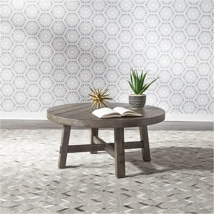 406-ot1013 Liberty Furniture Modern Farmhouse – Charcoal Splay Leg Round Cocktail Table