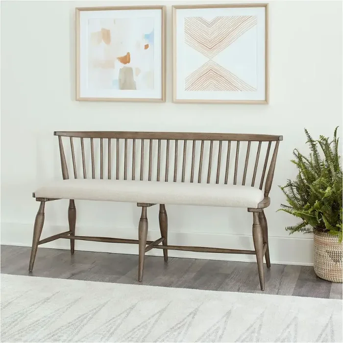 615-c1001b Liberty Furniture Americana Farmhouse Upholstered Seat Windsor Bench