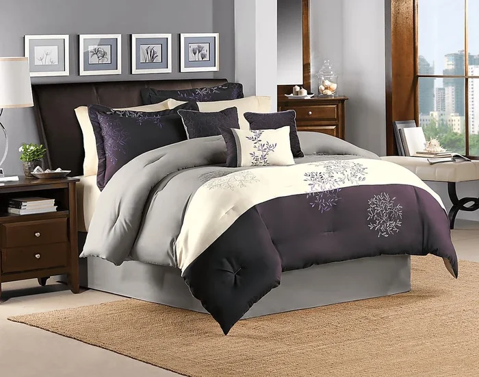 Abiona Plum Red 7 Pc King Comforter Set
