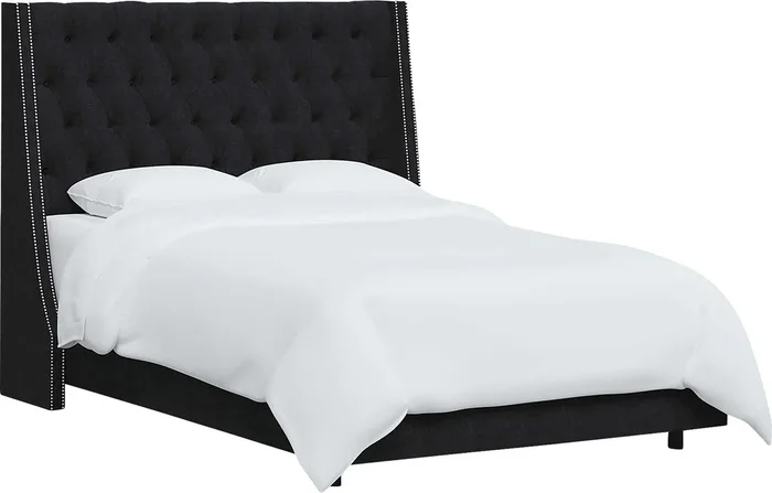 Aidyl Black Linen,Polyester Fabric Twin Bed