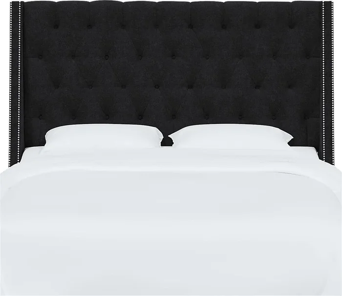 Aidyl Black Linen,Polyester Fabric Twin Headboard