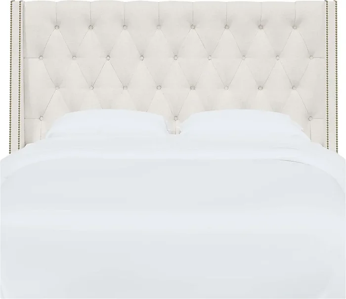 Aidyl White Linen,Polyester Fabric Queen Headboard