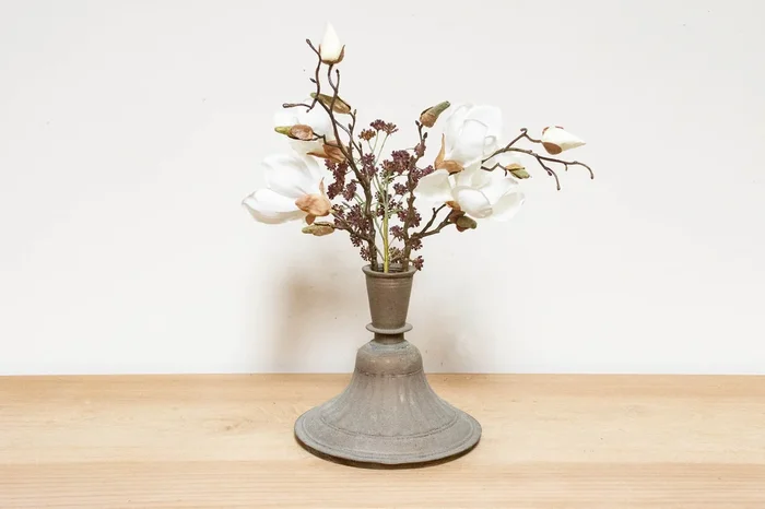 Antique Aged Copper Candle Holder