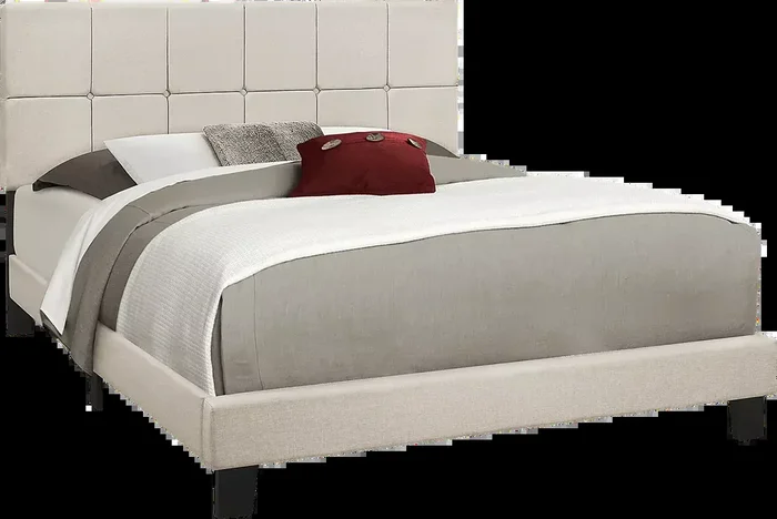 Aripeka Beige Polyester Fabric Queen Bed