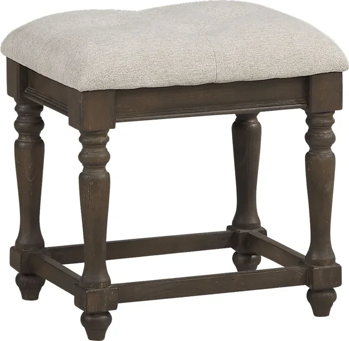 Armitage Dark Brown Wood Vanity Stool