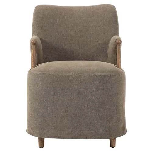 Brently Broadway Olive Linen Dining Chair
