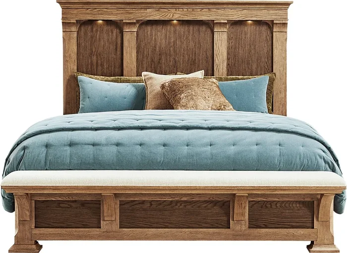 Cindy Crawford Telluride Brown Dark Wood 3 Pc King Panel Bed With Bench