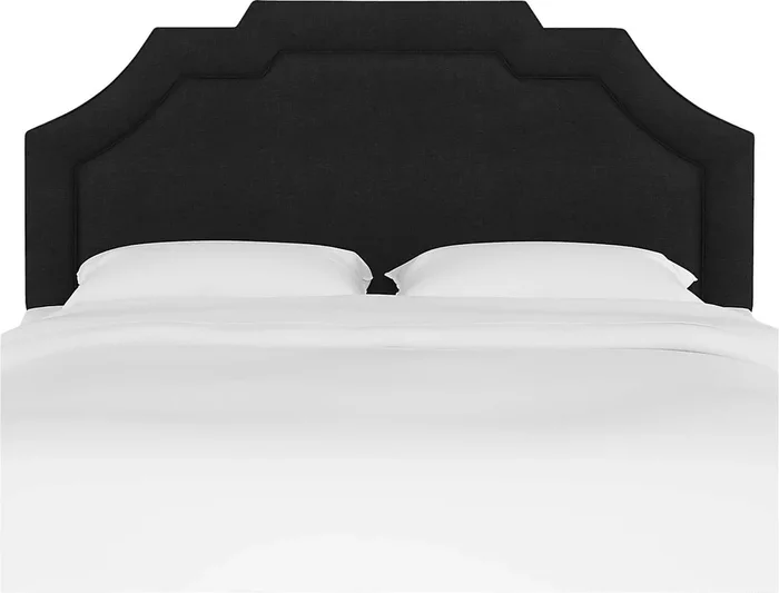 Evarelle I Black Linen,Polyester Fabric Queen Headboard