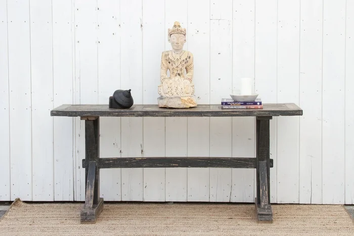 French Parquetry Top Console Table