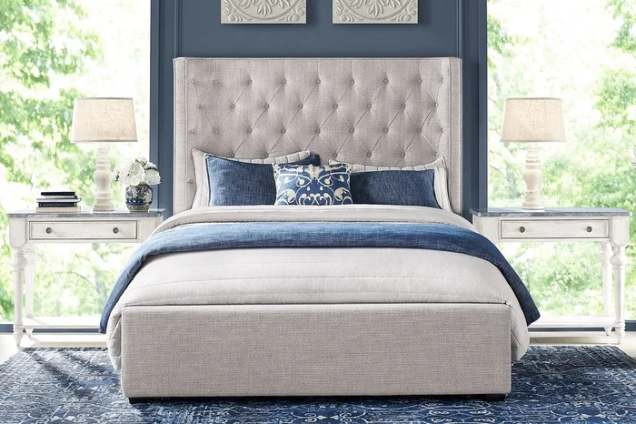 Harlow Hill 5 Pc White Colors,White Light Gray Queen Bedroom Set With 3 Pc Queen Bed, Nightstand
