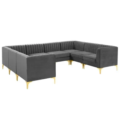 Triumph Channel Tufted Performance Velvet 8-Piece Sectional Sofa / EEI-4353