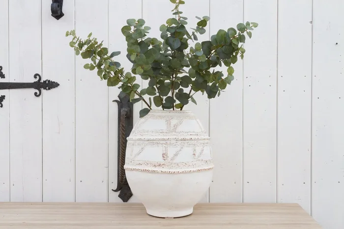 Whitewash African Terracotta Water Pot