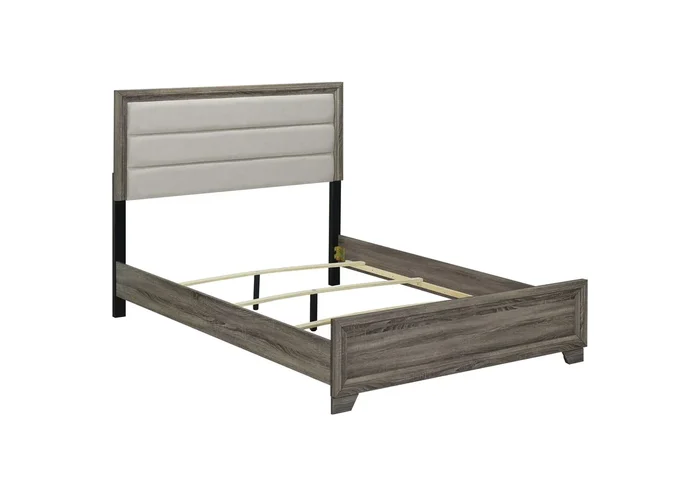 Wright 52-inch Upholstered Queen Bed Brown Oak